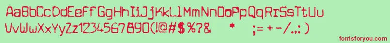 フォントcuomotype – 赤い文字の緑の背景