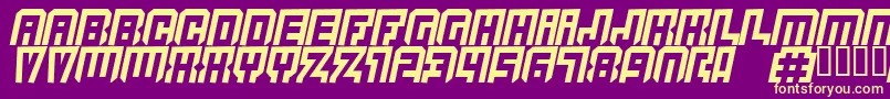 Quicksil-Schriftart – Gelbe Schriften auf violettem Hintergrund