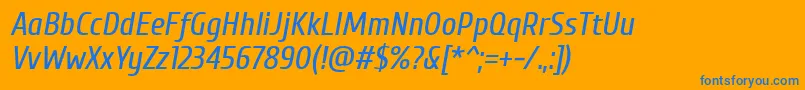 フォントCuprum Italic – オレンジの背景に青い文字