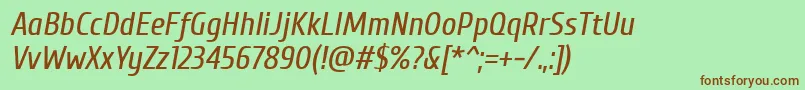 Cuprum Italic-Schriftart – Braune Schriften auf grünem Hintergrund