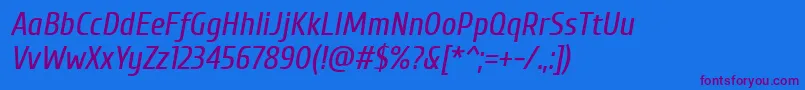 Fonte Cuprum Italic – fontes roxas em um fundo azul