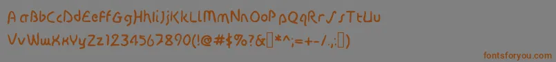 フォントDiscoGrudgeRoundedWindowMedium – 茶色の文字が灰色の背景にあります。