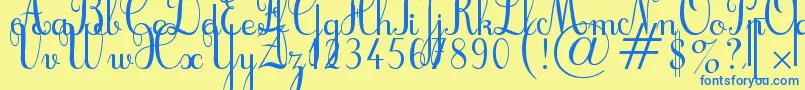 Cursif Font – Blue Fonts on Yellow Background