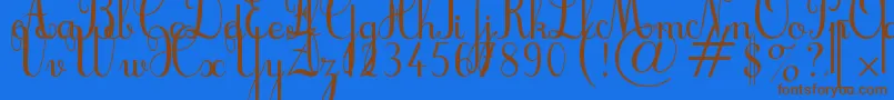 Cursif Font – Brown Fonts on Blue Background