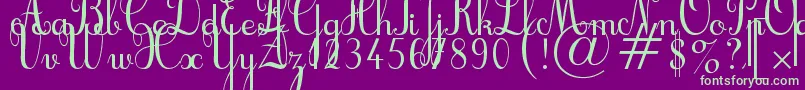 Cursif Font – Green Fonts on Purple Background