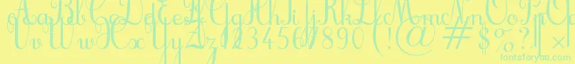 Cursif Font – Green Fonts on Yellow Background