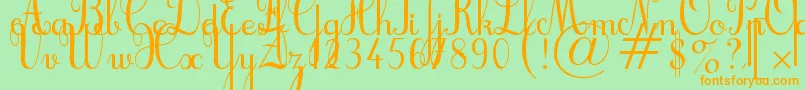 fuente Cursif – Fuentes Naranjas Sobre Fondo Verde