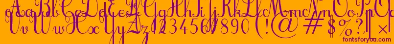 Cursif-Schriftart – Violette Schriften auf orangefarbenem Hintergrund