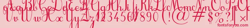 Cursif Font – Red Fonts on Pink Background