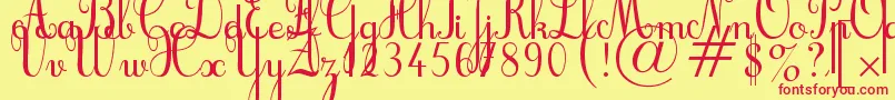 Cursif Font – Red Fonts on Yellow Background