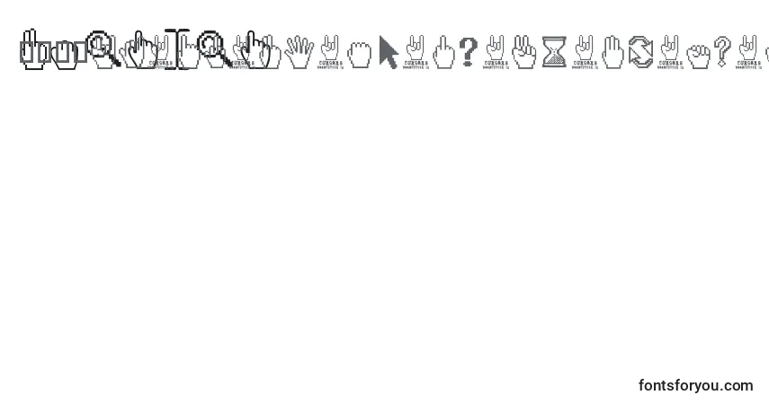 Schriftart Cursors – Alphabet, Zahlen, spezielle Symbole