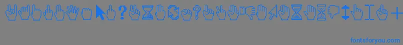 フォントCursors – 灰色の背景に青い文字