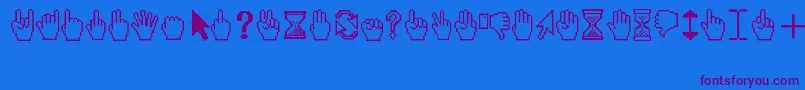 Cursors Font – Purple Fonts on Blue Background