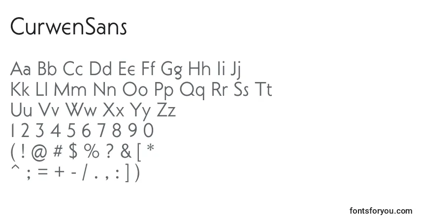 A fonte CurwenSans – alfabeto, números, caracteres especiais