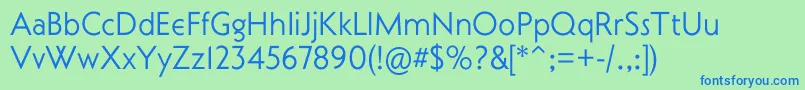 CurwenSans-Schriftart – Blaue Schriften auf grünem Hintergrund