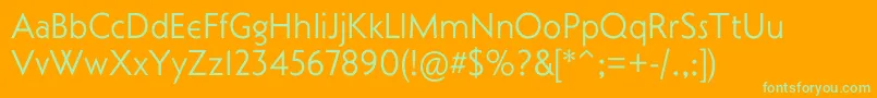 CurwenSans-Schriftart – Grüne Schriften auf orangefarbenem Hintergrund