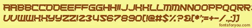 フォントCut Deep – 茶色の文字が黄色の背景にあります。