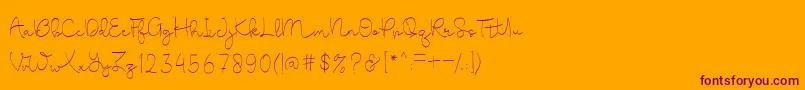 Cute Baby Regular DF-Schriftart – Violette Schriften auf orangefarbenem Hintergrund