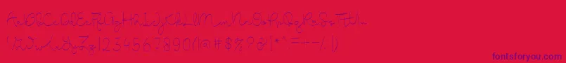 Cute Baby Regular DF-Schriftart – Violette Schriften auf rotem Hintergrund