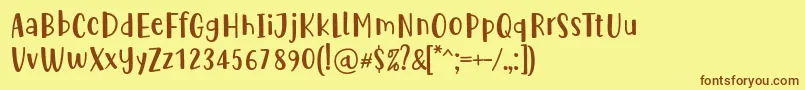 フォントCute Be Special by Situjuh 7NTypes – 茶色の文字が黄色の背景にあります。