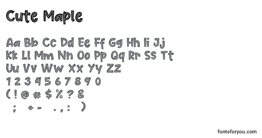Schriftart Cute Maple – Alphabet, Zahlen, spezielle Symbole
