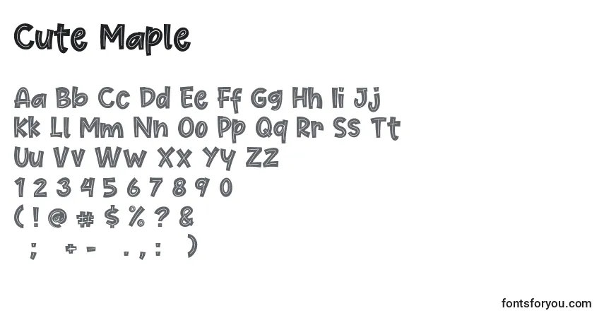 Schriftart Cute Maple (124324) – Alphabet, Zahlen, spezielle Symbole