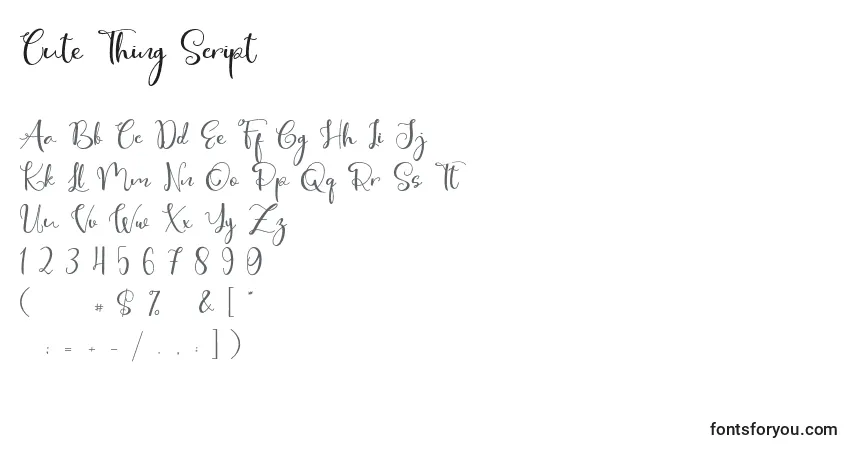 A fonte Cute Thing Script – alfabeto, números, caracteres especiais