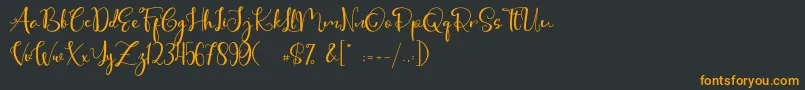 フォントCute Thing Script – 黒い背景にオレンジの文字