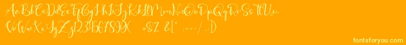 Cute Thing Script-Schriftart – Gelbe Schriften auf orangefarbenem Hintergrund