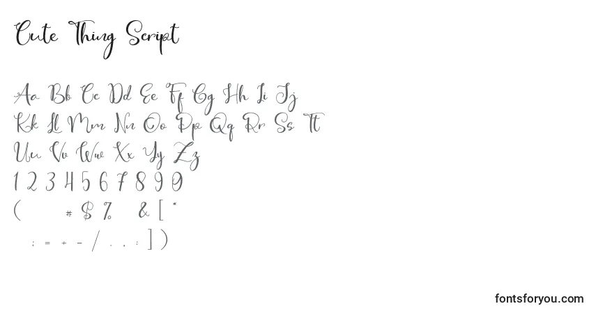 Schriftart Cute Thing Script (124326) – Alphabet, Zahlen, spezielle Symbole