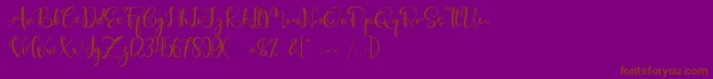 Cute Thing Script-Schriftart – Braune Schriften auf violettem Hintergrund