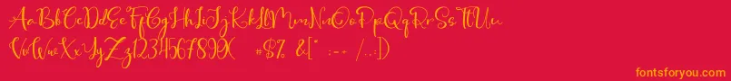 Cute Thing Script Font – Orange Fonts on Red Background