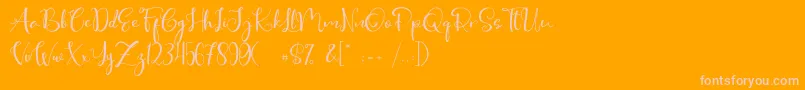 Cute Thing Script-Schriftart – Rosa Schriften auf orangefarbenem Hintergrund