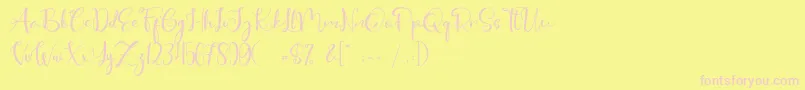 Fonte Cute Thing Script – fontes rosa em um fundo amarelo
