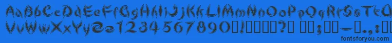 CUTEL   -fontti – mustat fontit sinisellä taustalla