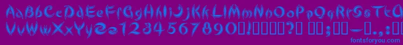 CUTEL   -Schriftart – Blaue Schriften auf violettem Hintergrund