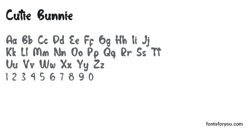 A fonte Cutie Bunnie – alfabeto, números, caracteres especiais