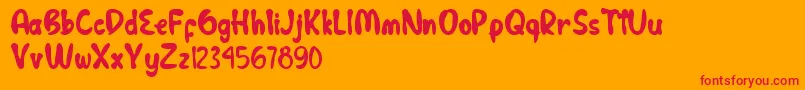 Cutie Bunnie Font – Red Fonts on Orange Background