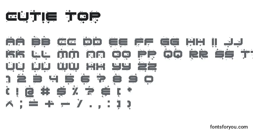 A fonte Cutie top – alfabeto, números, caracteres especiais
