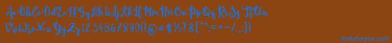 フォントCutieDay – 茶色の背景に青い文字