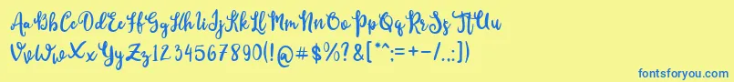Fonte CutieDay – fontes azuis em um fundo amarelo