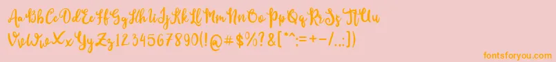 CutieDay-Schriftart – Orangefarbene Schriften auf rosa Hintergrund