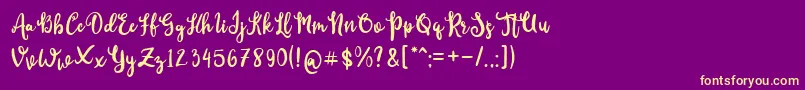 CutieDay Font – Yellow Fonts on Purple Background