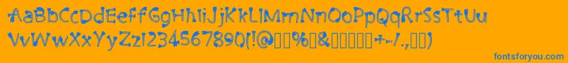 CutiePie3 Regular-Schriftart – Blaue Schriften auf orangefarbenem Hintergrund