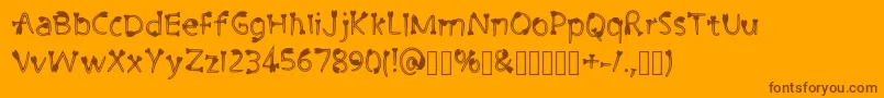 CutiePie3 Regular-Schriftart – Braune Schriften auf orangefarbenem Hintergrund