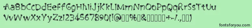 CutiePie3 Regular-fontti – mustat fontit vihreällä taustalla