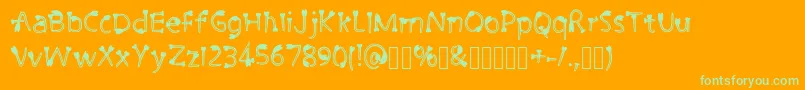 CutiePie3 Regular-Schriftart – Grüne Schriften auf orangefarbenem Hintergrund