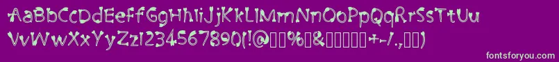 フォントCutiePie3 Regular – 紫の背景に緑のフォント