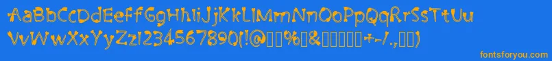 フォントCutiePie3 Regular – オレンジ色の文字が青い背景にあります。