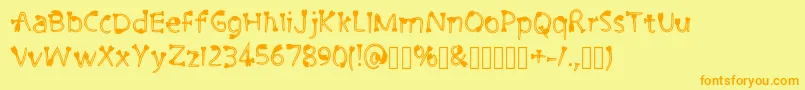 フォントCutiePie3 Regular – オレンジの文字が黄色の背景にあります。